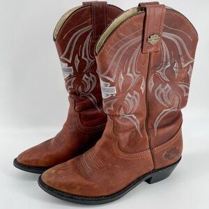 🤎 Harley Davidson Women’s Cowgirl Boots Brown Leather Signed by LUKE BRYAN 8